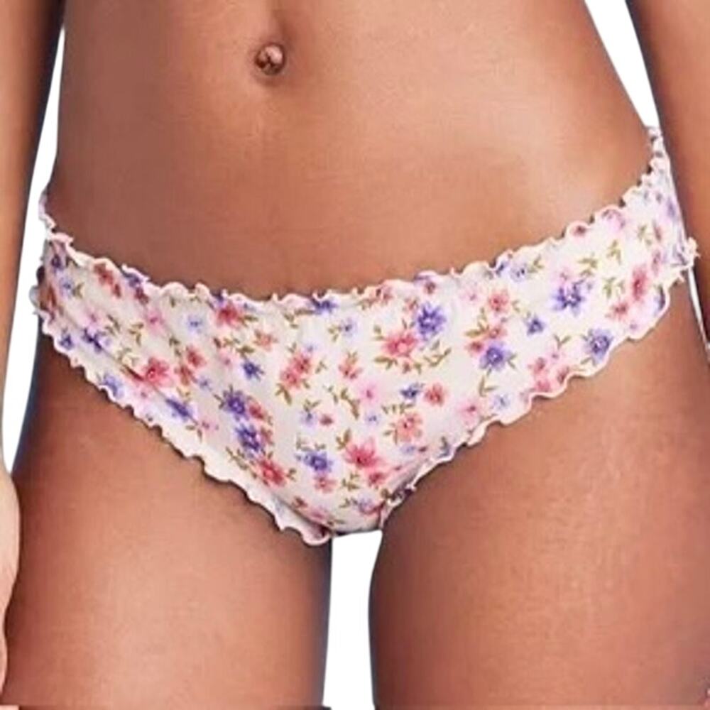 Shade & Shore Floral Wave Ruffle Cheeky Bikini Bottom Size XL